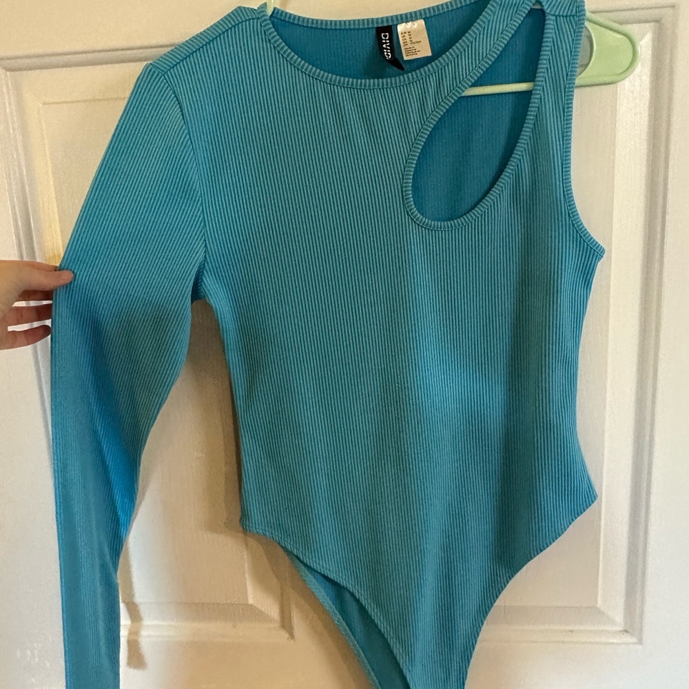 Divided Teal Ribbed Kids Bodysuit
